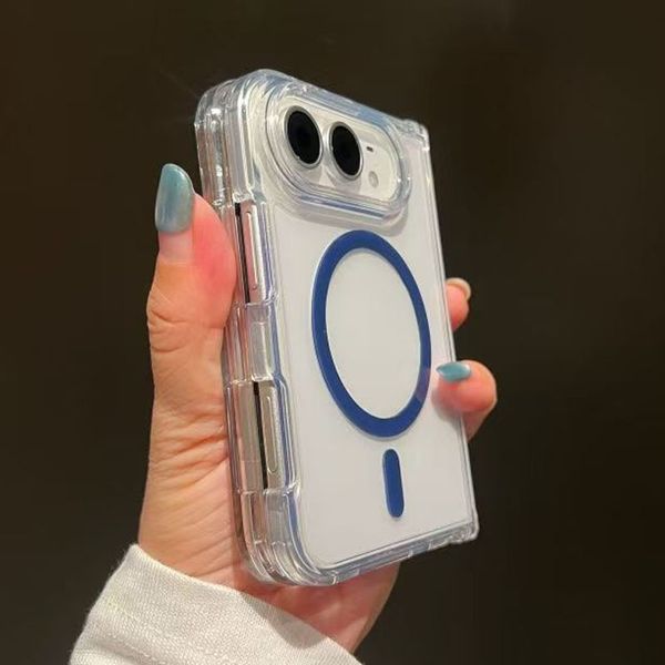 8 colors transparent folding magnetic double Magsafe Wireless Charger Cases For iphoneDuo iPhone Duo Ultra Shockproof Mobile Cover