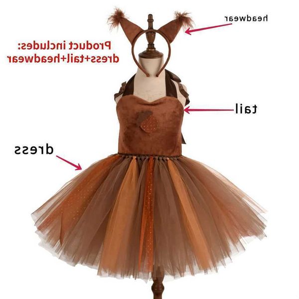 costume Halloween childrens squirrel dress cute animal dress childrens day performance costume role-playing Tutu dress 2-12Y S260919G1W3