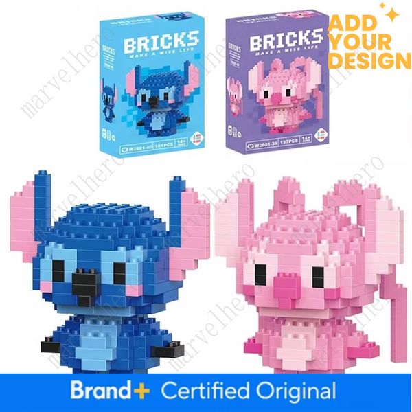 Cartoon Character Building Blocks Set - Lilo Stitch Winnie The Pooh Alien Tigger Toy Creative Gift Model Kit