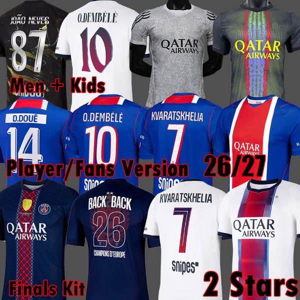 Maillots Kvaratskhelia Psges Soccer Jerseys Dembele Vitinha 2025 Doue Psges 5Th Jersey 2026 Enfants Maillot 25 26 Football Shirts Ramos Men Pre Match Kids Equipment-image