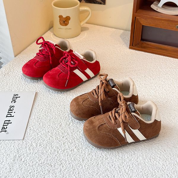 Children's Sneakers Four Seasons Models 2-16 Years Old Red Boys Girls De Training Brown Soft Non-slip Kids Single Shoes J260928