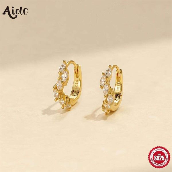 Aide S925 Sterling Silver Horse Eye Zircon Ear Hoops For Women 18K Gold Plated Ins Handmake Round Earrings Fine Jewelry Gifts