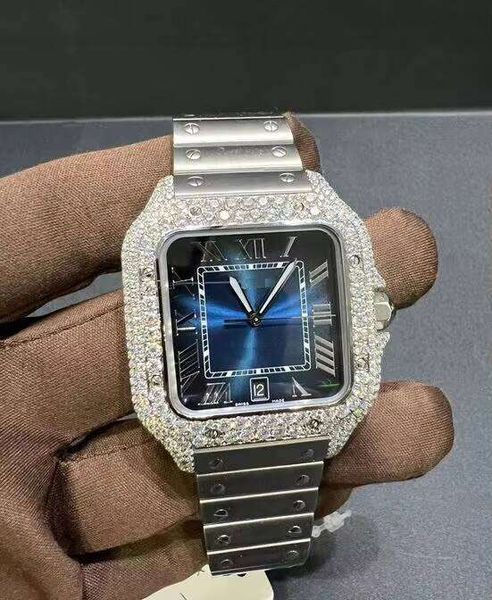 Studded Diamond Movement Bust Down Watch, Luxury Moissanite Iced Out Watch