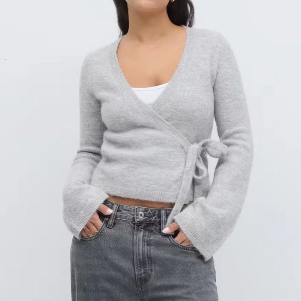 Women's Y2K Long Sleeve Wrap Knit Cardigans