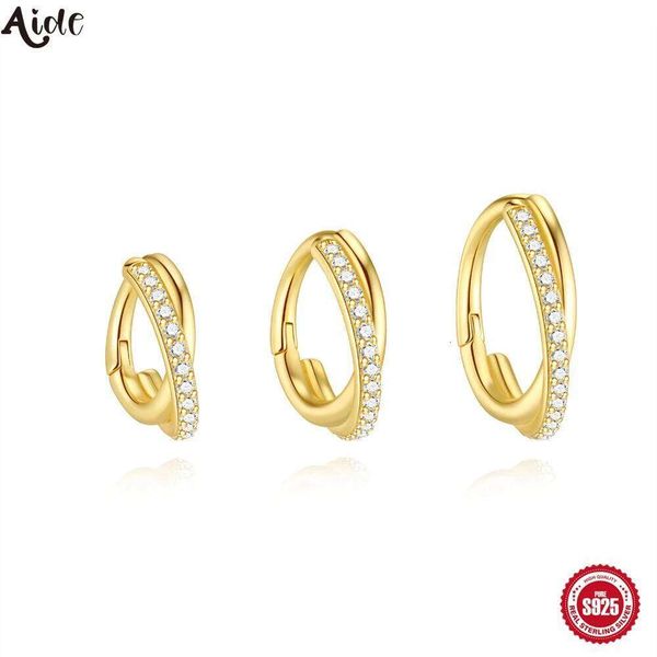 Aide 925 Sterling Silver 6/8/10MM 18K Round Huggies Hoop Earrings For Women Classic Fine Jewelry Korean INS Trendy Summer 1pc