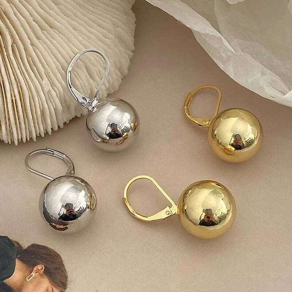 Real 925 Sterling Silver Minimalist Ball Bead Hoop Earring for Women Trendy Geometric Fine Jewelry Light Luxury Accessories