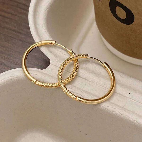 Real 925 Sterling Silver Vintage Irregular Surface Round Hoop Earring for Women Minimalist Fine Jewelry Light Luxury Accessories