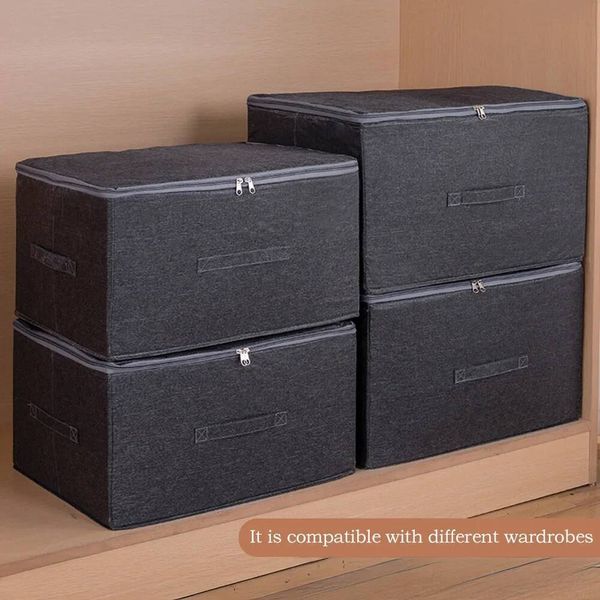 Stackable Fabric with Lids Handles Rigid and Foldable Storage Boxes Clothing Lockers Under-Bed Storag ddmysaturn