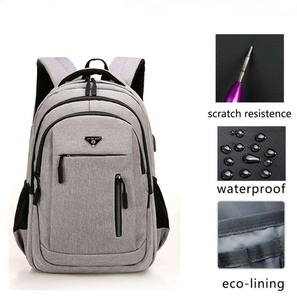Fashionable Large Capacity Laptop Backpacks 15.6in Oxford Black High School Bags Teen College Boy Girl Student Backpack