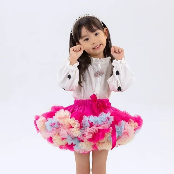Girls' Tutu Skirts Black Fluffy Toddler Tulle Princess Ball Gown Pettiskirt Ballet Party Dance Rainbow Clothes