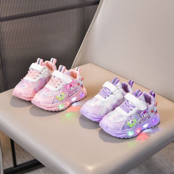 kids trainers led lights mesh breathable childrens sports princess pink purple shoes sneakers