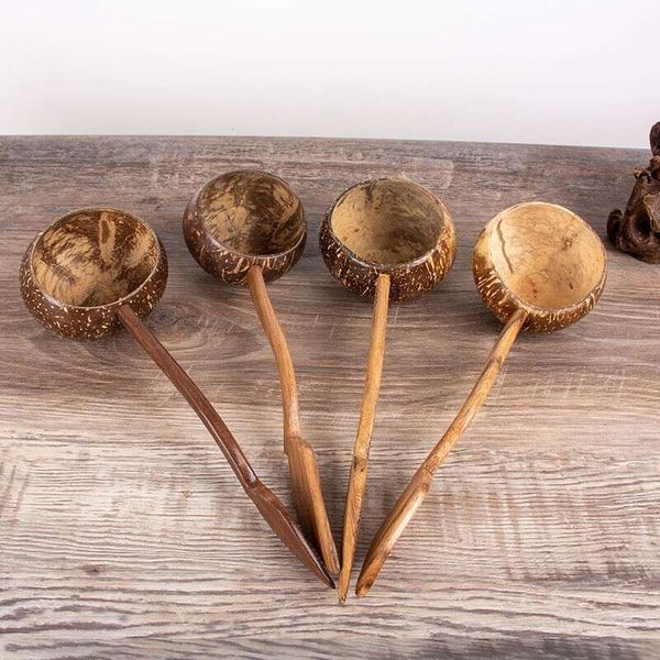 Thai Coconut Shell Simple Household Wooden Bath Scoop Water Watering Ladle SPA Tea Ceremony Creative Spoon B5