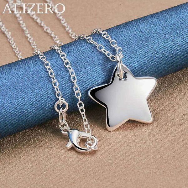 ALIZERO 925 Sterling Silver Star Pendant Necklaces With 16-30 inch Chain Women Men Lady Fashion Jewellery Holiday Gifts