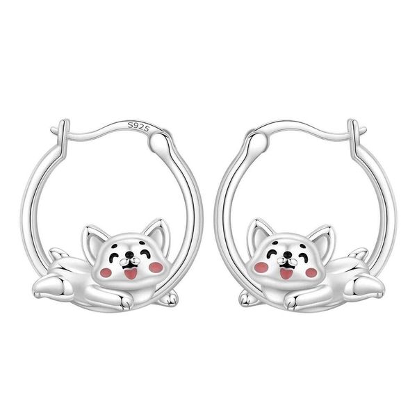 Orstarry S925 Sterling Silver Cute Dog Animal Pet Versatile Hoop Earrings For Women Jewelry Original Party Gifts