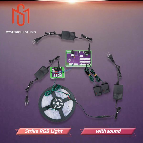 Mysterious Studio Escape Room vibration sensor to light up the RGB led strip to unlock Knock Version RGB Light with sound