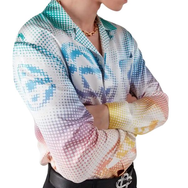 2026 Early Spring Casabalnc New Trendy Designer Silk Shirt for Men Vacation Hawaiian Style Casual Long-sleeve Heart Pattern Button-down Cardigan Silk Blouses Tops tn