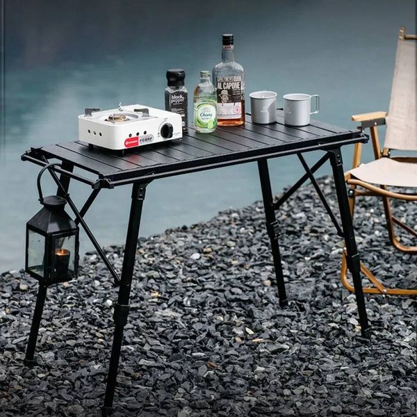 Bestseller Foldable Camping Barbecue Adjustable Portable Convenient Folding Picnic Mobile Kitchen Metal Outdoor Table ddmytues