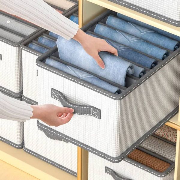 Thickened Pants Storage Box Foldable 6/7/9/12 Grids Organizer for Jeans Sweatshirt Shirt Wardrobe Organizers Cabinets and Drawer ddmynov
