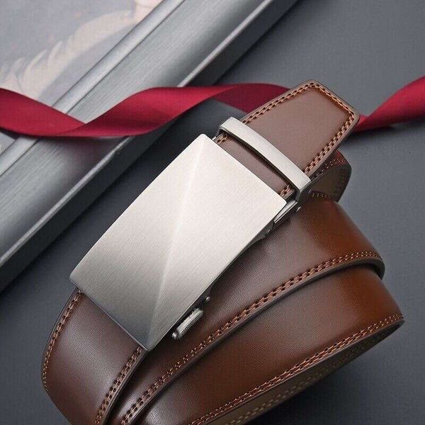 Automatic Buckle Belt Fashion Alloy Genune Leather Belts For Men Business Luxury Designer Clothes