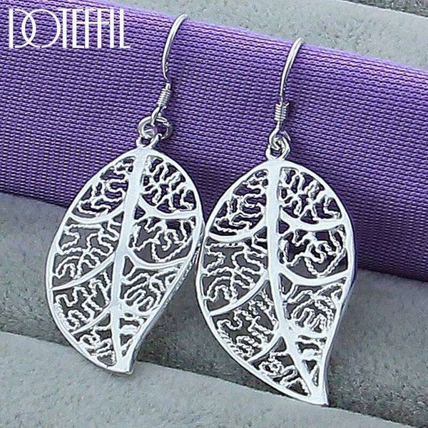 DOTEFFIL 925 Sterling Silver Leaves Drop Earrings For Woman Wedding Engagement Fashion Party Charm Jewelry 2218b