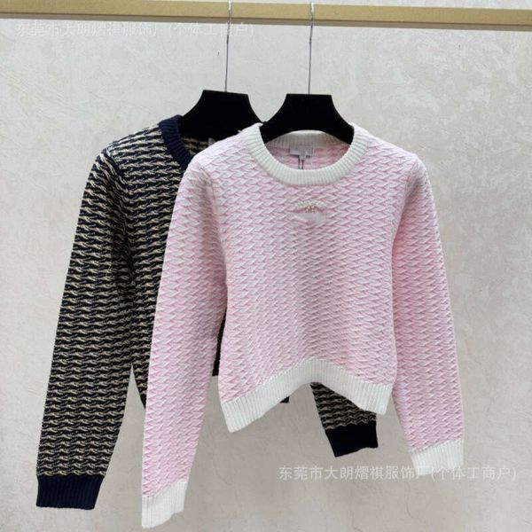 Designer Shenzhen Goods ~ High Version CH Home 25 Early Autumn New Style Color-Block Beaded Letter Round Neck Knitted Long Sleeve 70e6 5d0f 3e3a