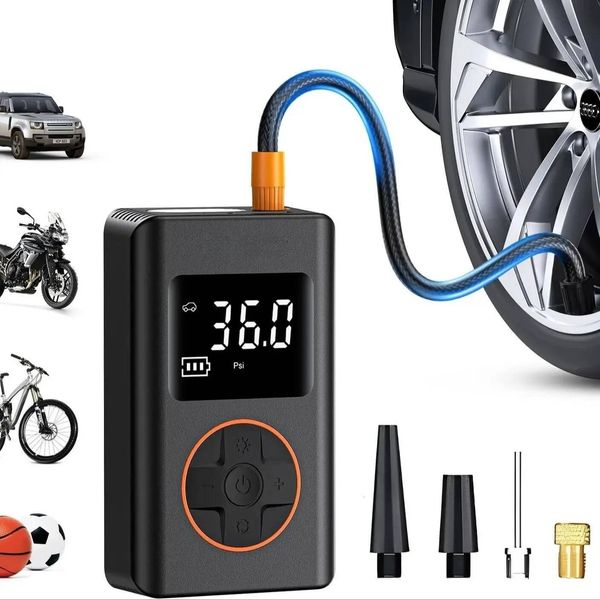 Inflator Portable Compressor 150 PSI Cordless Mini Bike Tire Pump, Air Pump For Car With Pressure Gauge, LED Light
