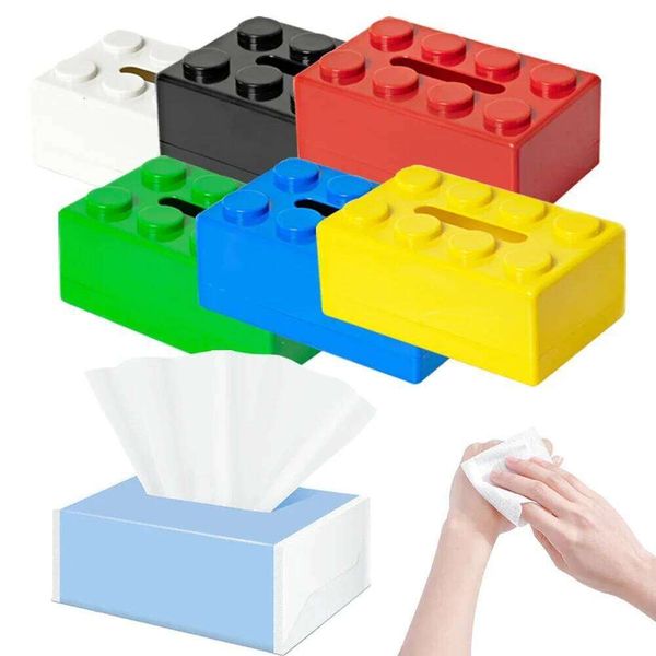 Creative Building Block Facial Dispenser Cute Container Tissue Storage Box for Livingroom Bedroom Home Office 26Y0112