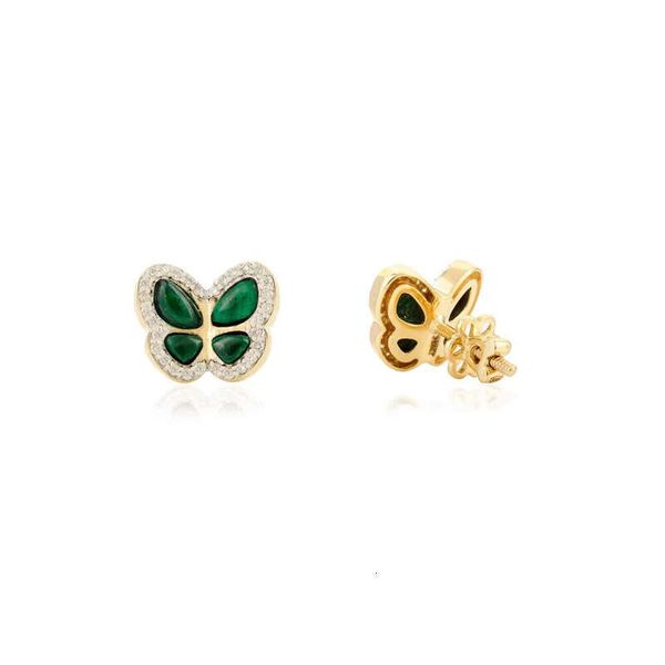 Malachite Moissanite Gold Earrings