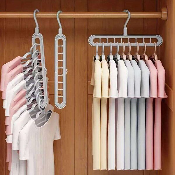 Rotating magic clothes hanger, foldable horizontal and vertical dual-use, multifunctional 9-hole drying rack for home use 26H0111
