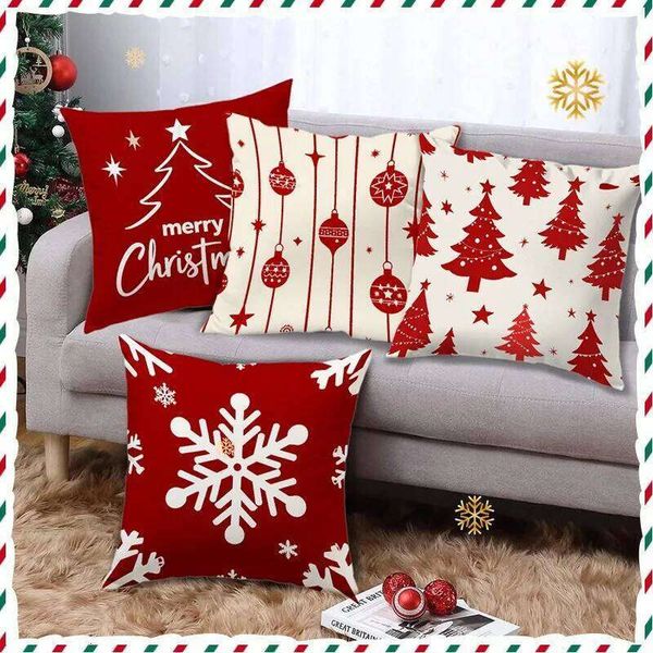 Valentine's Day Christmas Red and White Patterned Throw Cushions Polyester Pillowcase, Sofa Decorative Cushion Cov Headboard Pillow 26H0113