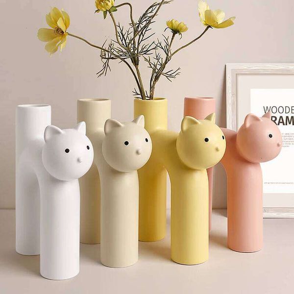 Valentine's Day 1PC, a Nordic minimalist design cat-themed decorative vase, is suitable for living room, study, wedding and party de 26Y0115