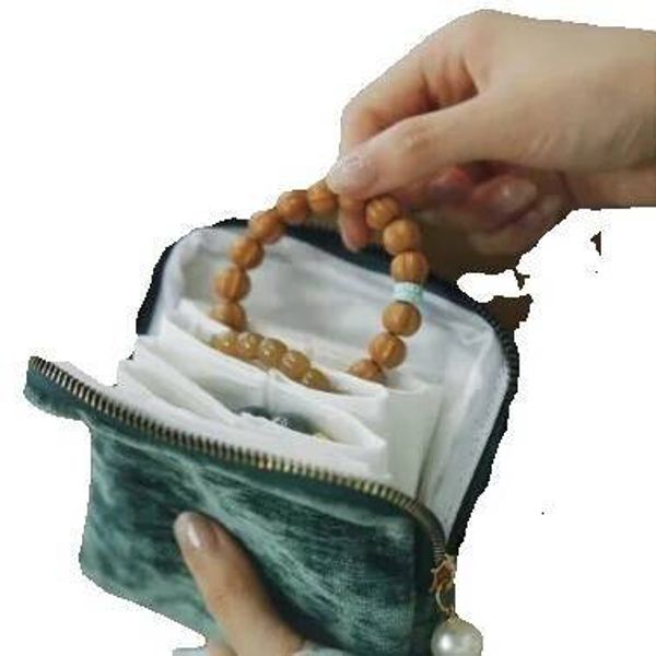 Women's Storage Multi-Layer Bracelet Pendant Ring Portable Travel Zipper Layered Jewelry Bag