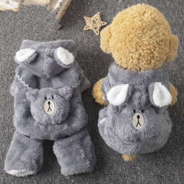 So Cute Thickened Fleece Dog Clothes Autumn Winter Teddy Bichon Small Dogs Four Legs Bear Costume Pet Supplies Home Garden 26Y0116