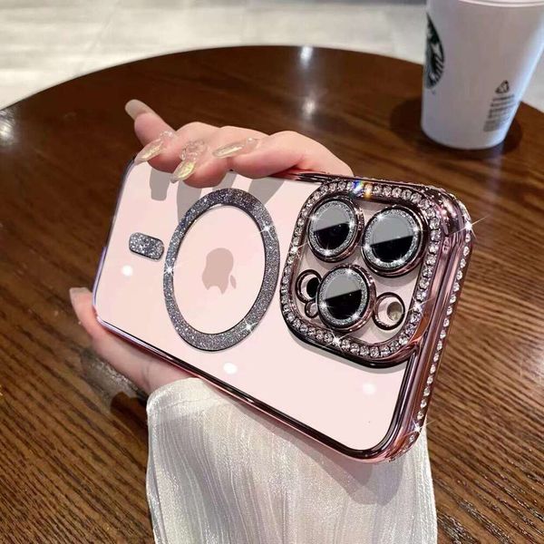 Compatible with iPhone 17 Pro Max Edge Drill Magnetic Transparent Leak-proof Phone Case Apple 16 Electroplated TPU Protective Cover