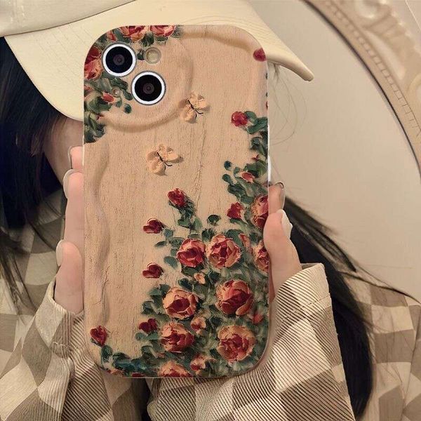 Full Wall of Roses Compatible with Apple 12 Pro Max Cream Texture Phone iPhone 15 Artistic 14 Soft Case 13 New Model