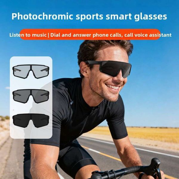 AI Color Changing Smart Bluetooth Audio Headset Two-In-One Cycling Windproof Goggles Black Technology Glasses WKERSIY