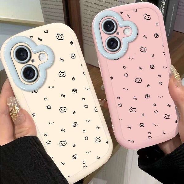 Kitten Label Compatible with Apple for Women Silicone Soft 16 Pro Phone Case New 13 Ins Style