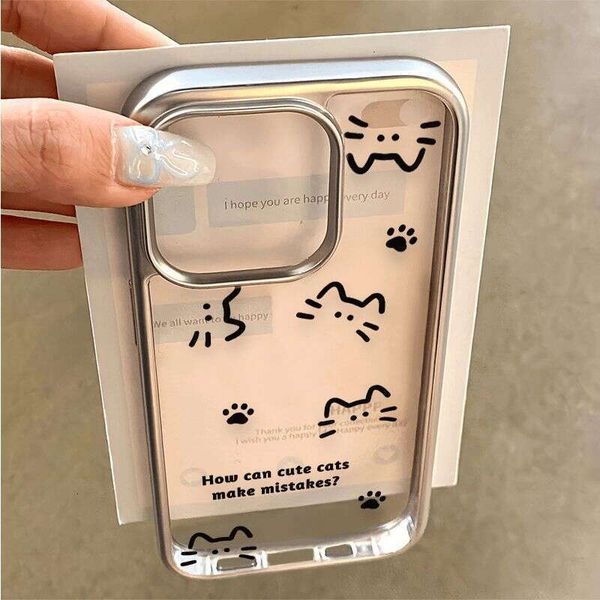 Line Cat Suitable for Apple Pro Max Phone iPhone 15 Creative 14 Plus Niche 13 Soft Case 11