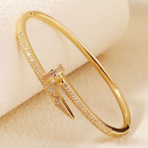 New Copper Inlaid Zircon Daily Jewelry Versatile Open High-End Light Luxury Stud Bracelet