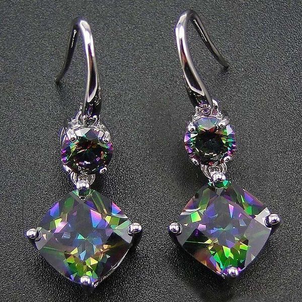 Fashion Creative Personality Colorful Glitter Zircon Pendant Earrings for Women Vintage Simple Jewelry Party Gift