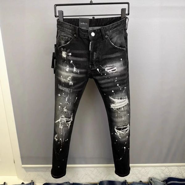 Designer Jeans Spring/Summer New D2 Fashion Men's Washed, Worn-Out, Repaired Pa…