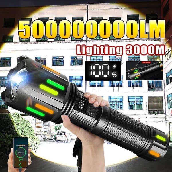 New High Power 50000000LM LED Flashlight Rechargeable Super Bright Torch Long Range 3000M Tactical Lantern Camping Fishing Lamp X260120