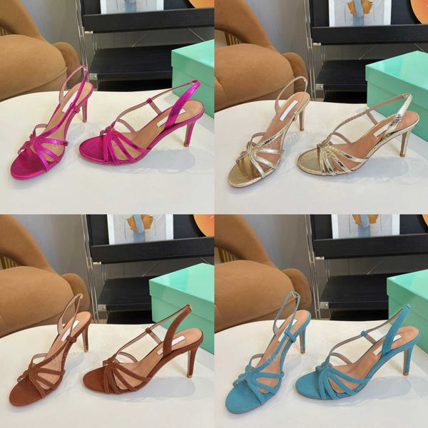 Designer Sandals High heel sandals summer heels shoes womens sandal New Color thin ankle straps Classic Pumps lady Dress Party Shoes 8cm Heel shoe