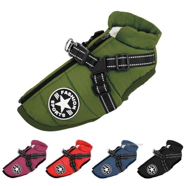 Winter Warm Pet Jacket With Harness Waterproof Coat Vest For Small Medium Chihuahua French Bulldog Outdoor Dog Clothes