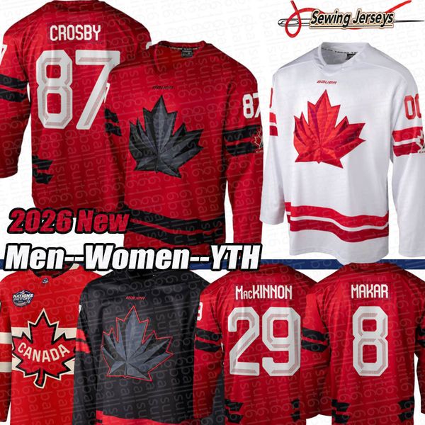 team canada hockey jersey 2026 #8 Makar Bauer #97 Connor McDavid Crosby Bauer Nathan MacKinnon red White 2025 4 Nations hockey jersey canada Jerseys