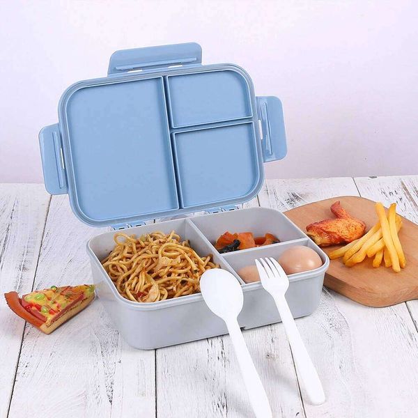 Lunch Box Microwave Safe Portable Compartments Food Container with Utensils Leakproof Anti-slip 26H0123