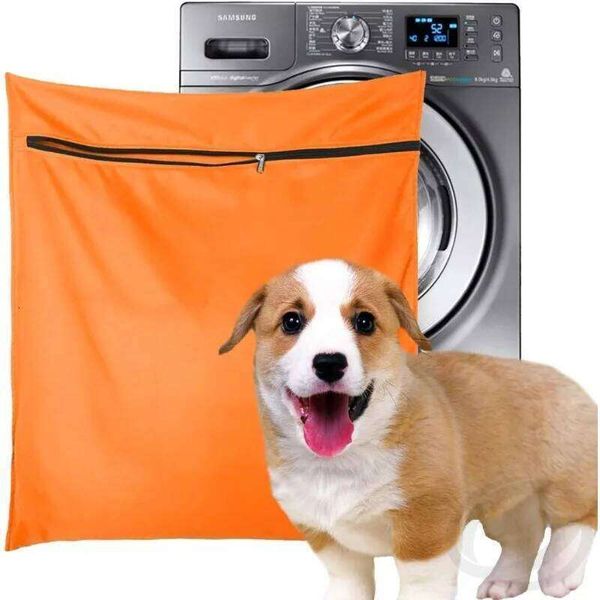 Large Orange Polyester Pet Laundry Household Washing Machine Hair Filter Toiletry Bag for Dog Cat Horse 1pcs 26Y0123
