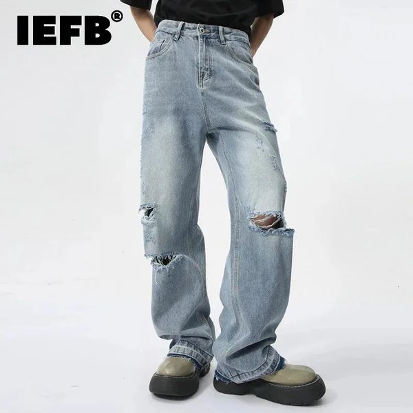 IEFB Trendy Mens Straight Jeans Worn-out Hole Autumn — compare prices at CompareOffers