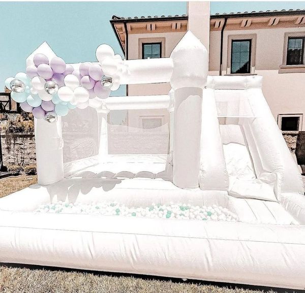 Outdoor Rental Inflatable White Bounce House Bouncer castles Wedding Bouncy jumping Castle jumper With Slide ball pit For Kids