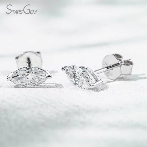 10K Gold Lab Grown Diamond Earrings 068-092ct Marquise Cut DEF VS Yellow White Diamond Studs 10K Gold Lab Diamond Earrings